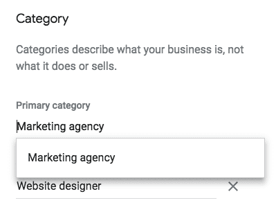 Google My Business Categories